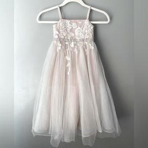 David’s Bridal sparkle organza flower girl dress with appliqué tulle lace dress